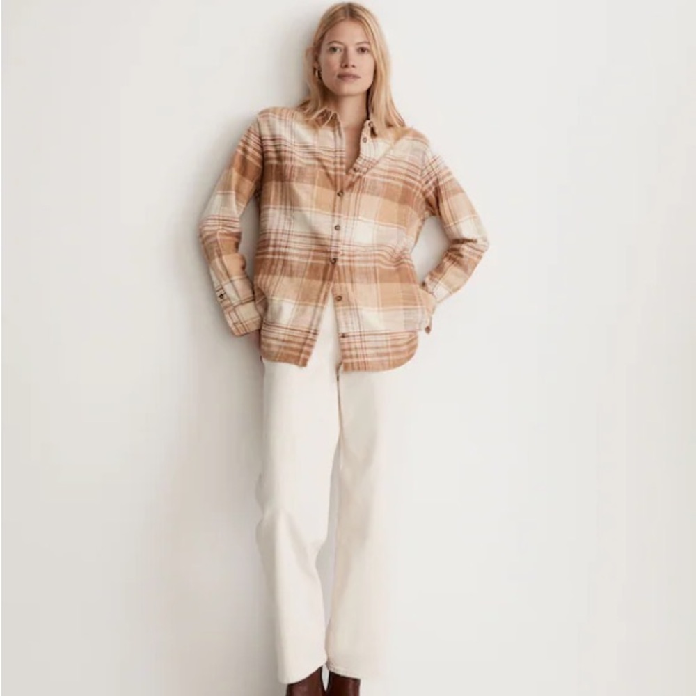 Madewell Slub Flannel Sunday Shirt in Paid Earthen Sand